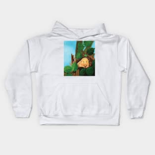 Hazel dormouse (Muscardinus avellanarius) eating hazelnuts Kids Hoodie